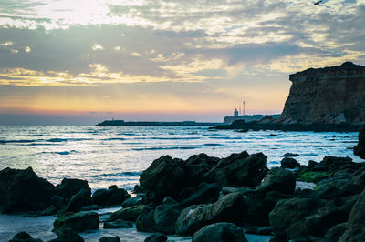 Scenic view of sea against sky during sunset