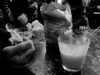 Close-up of hand holding ice cream