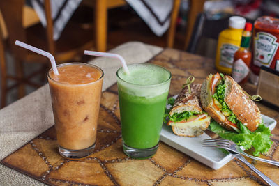 Close-up of drink served on table