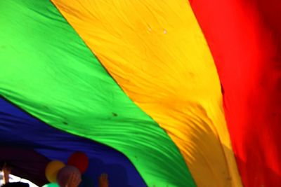 Low angle view of multi colored flag