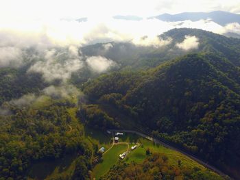 High angle view of landscape against sky