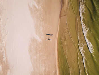 High angle view of airplane on beach