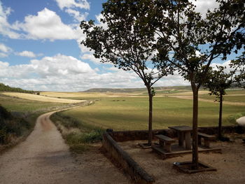 Empty road passing through field