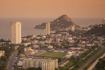 Cityscape against clear sky