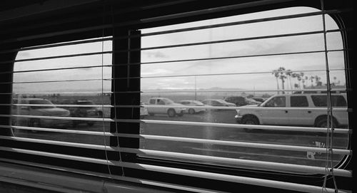 View of train through window