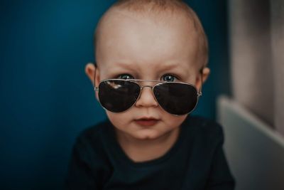 Portrait of boy wearing sunglasses