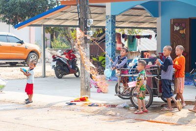 People on street in city