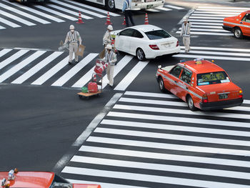 High angle view of traffic crossing road