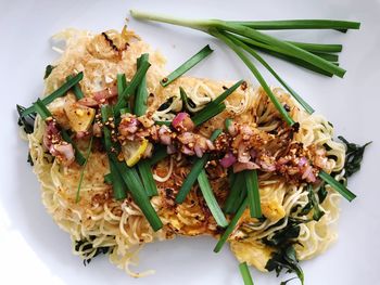 High angle view of food in plate