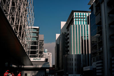 Low angle view of buildings against sky in city