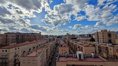 High angle view of townscape against sky