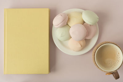 High angle view of breakfast on table