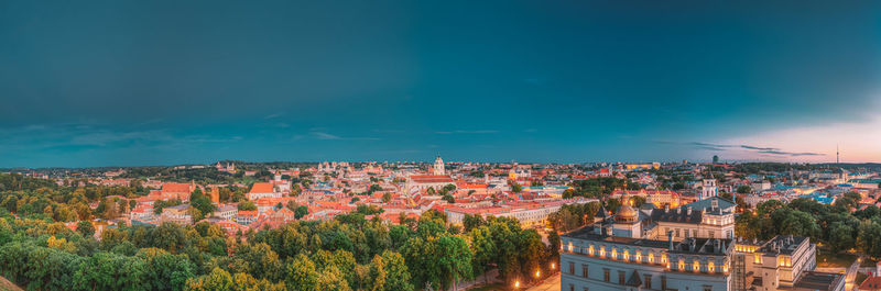 High angle view of townscape against sky