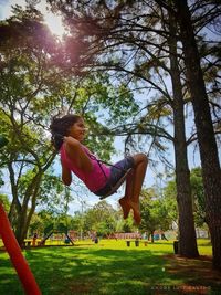 Girl playing in park