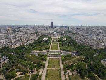 High angle view of buildings in city