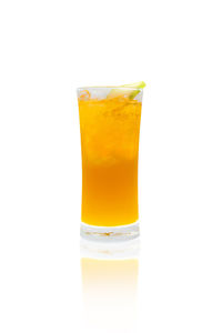 Close-up of drink against white background