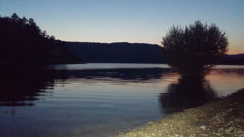 Scenic view of lake against clear sky