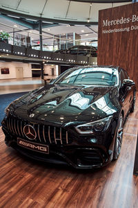 Vintage car on wooden floor