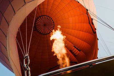 Low angle view of hot air balloon against sky