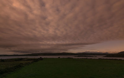 Scenic view of field against sky during sunset
