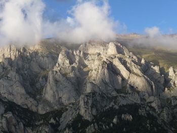 Panoramic view of volcanic landscape against sky