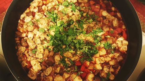 High angle view of vegetables in bowl