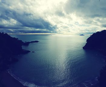 Scenic view of sea against cloudy sky