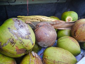 High angle view of fruits for sale in market