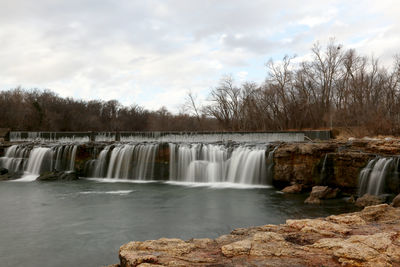 View of waterfall in forest