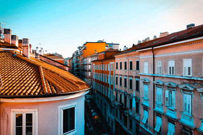 High angle view of buildings in city