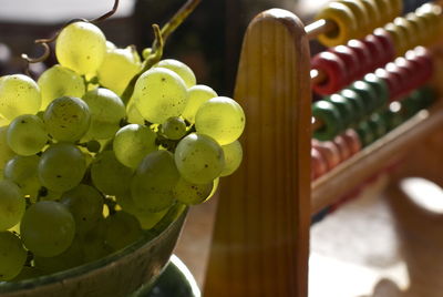 Close-up of grapes in vineyard