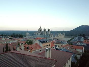 High angle view of buildings in city