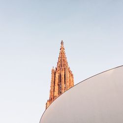 Low angle view of traditional building against clear sky