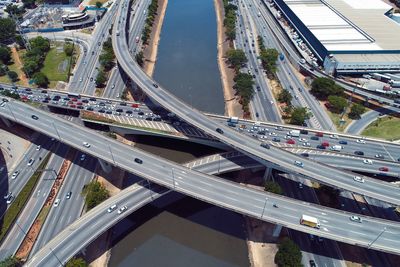 High angle view of bridge in city