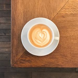 Directly above shot of cappuccino on table