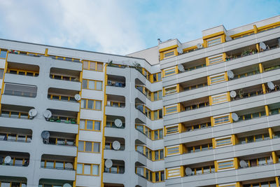 Low angle view of residential building against sky