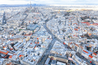 View of central paris from above . 7th arrondissement of paris . aerial panorama of france capital 