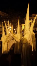 Illuminated lights at night