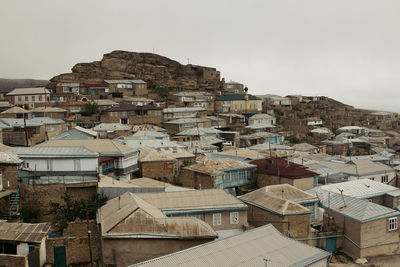 High angle view of townscape against sky