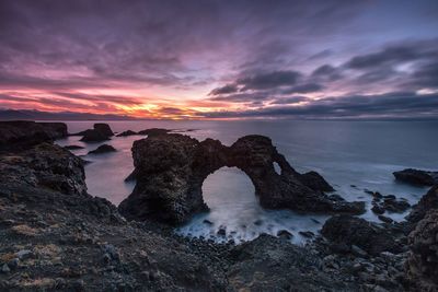 Scenic view of dramatic sky over sea