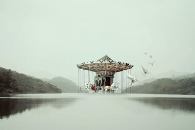 Scenic view of lake against clear sky