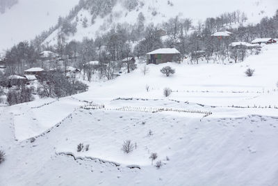 Scenic view of snow covered field