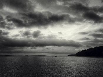 Scenic view of sea against cloudy sky