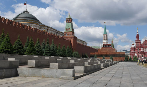 View of temple against sky in city