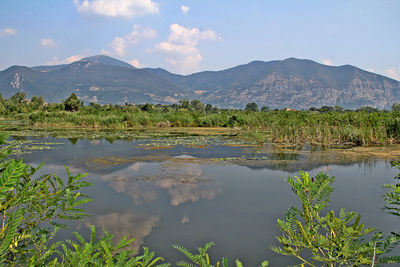 Scenic view of lake against sky