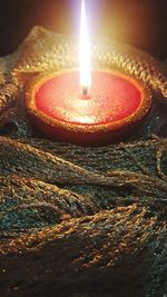 Close-up of lit candle