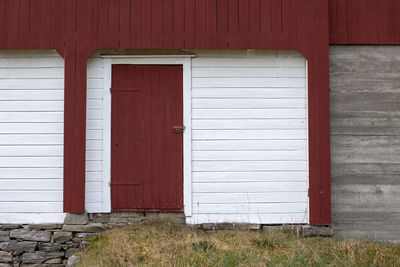 Closed door of building