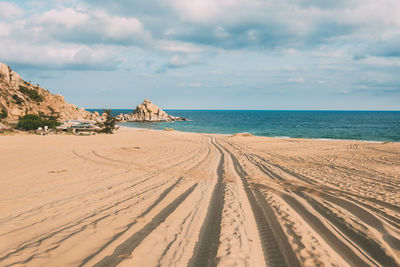 Scenic view of beach against sky