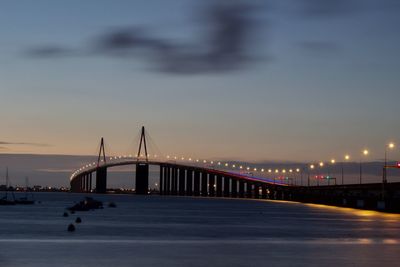 View of suspension bridge at night