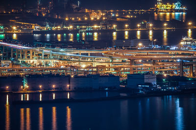 Illuminated city at night